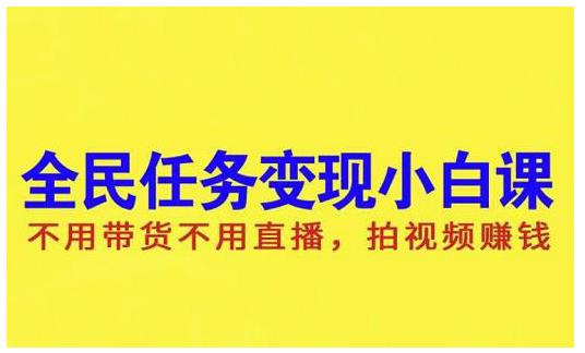 抖音全民任务变现小白课，不用带货不用直播，拍视频就能赚钱-91搞钱