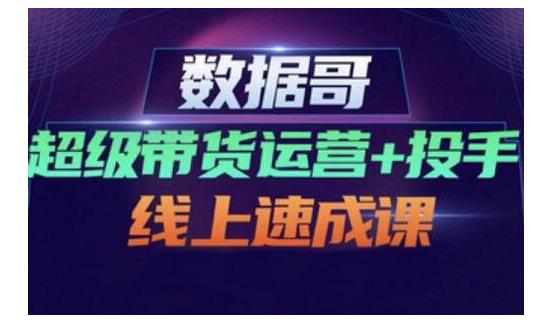 数据哥·超级带货运营+投手线上速成课，快速提升运营和熟悉学会投手技巧-91搞钱