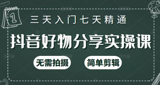 抖音好物分享实操课，无需拍摄，简单剪辑，短视频快速涨粉（125节视频课程）-91搞钱
