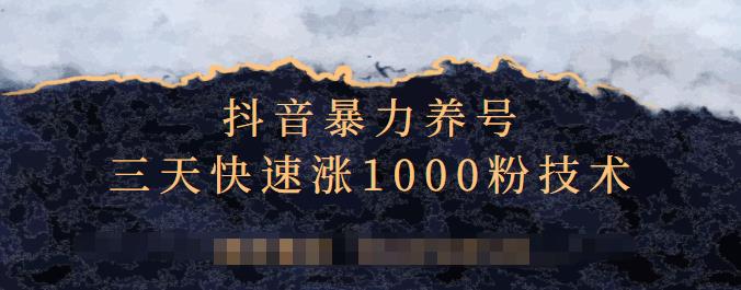 抖音暴力养号，三天快速涨1000粉技术【视频课程】-91搞钱
