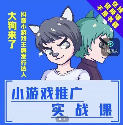 大狗来了：小游戏推广实战课，带你搭建一个游戏推广变现账号-91搞钱