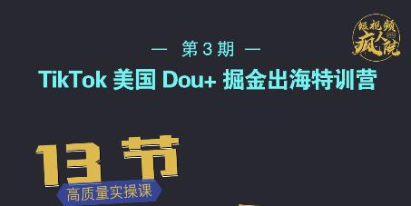 TikTok美国Dou+掘金出海特训营，美国dou+成功投放95%-91搞钱