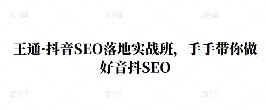 王通·抖音SEO落地实战班，手‬手带你做好音抖‬‬SEO-91搞钱