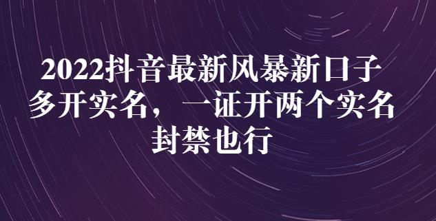 2022抖音最新风暴新口子：多开实名，一整开两个实名，封禁也行-91搞钱