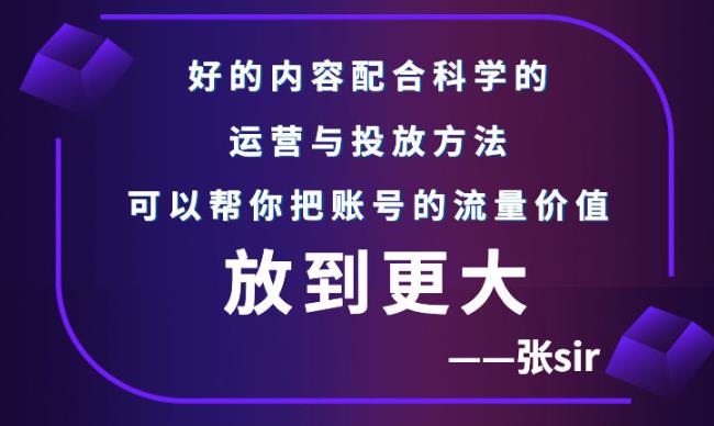张sir账号流量增长课，告别海王流量，让你的流量更精准-91搞钱