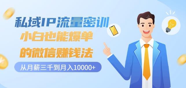 私域IP流量密训：小白也能爆单的微信赚钱法，从月薪三千到月入10000+-91搞钱