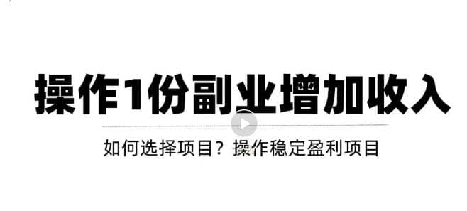 新手如何通过操作副业增加收入，从项目选择到玩法分享！【视频教程】-91搞钱