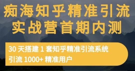 痴海知乎精准引流实战营1-2期，30天搭建1套知乎精准引流系统，引流1000+精准用户-91搞钱