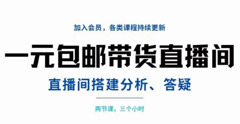 一元包邮带货直播间搭建，两节课三小时，搭建、分析、答疑-91搞钱