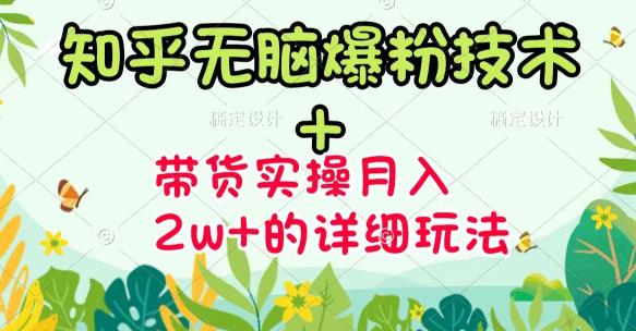 《知乎无脑爆粉技术》+图文带货月入2W+的玩法送素材-91搞钱