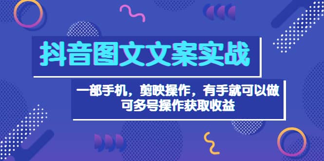 抖音图文毒文案实战：一部手机 剪映操作 有手就能做，单号日入几十 可多号-91搞钱