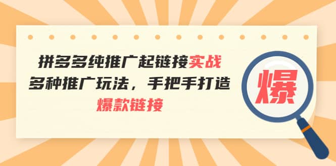 拼多多纯推广起链接实战：多种推广玩法，手把手打造爆款链接-91搞钱