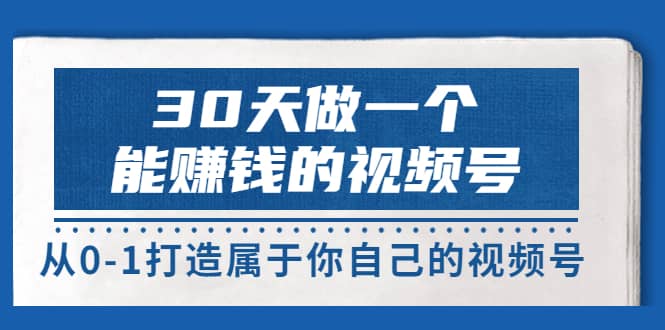 30天做一个能赚钱的视频号，从0-1打造属于你自己的视频号 (14节-价值199)-91搞钱