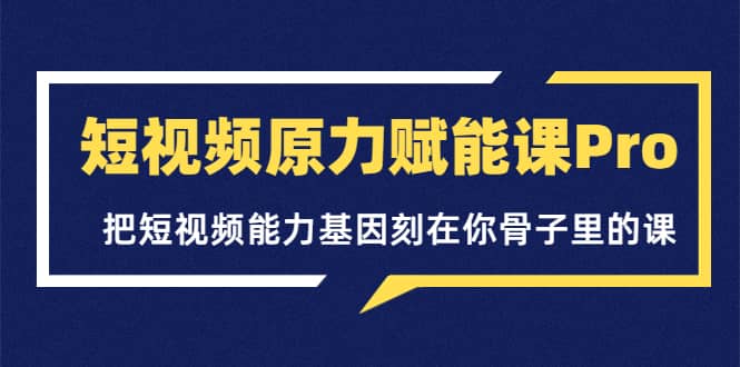 短视频原力赋能课Pro，把短视频能力基因刻在你骨子里的课（价值4999元）-91搞钱