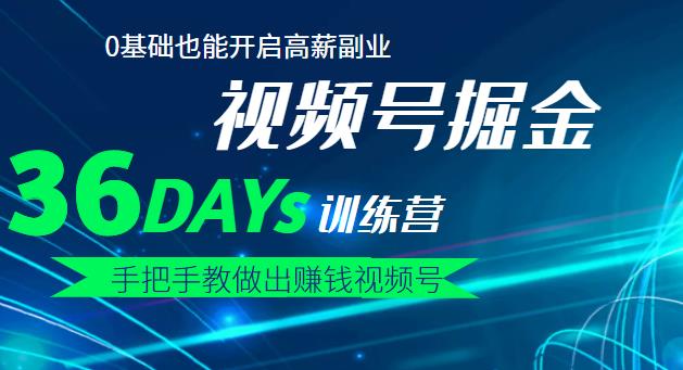 【视频号掘金营】36天手把手教做出赚钱视频号，0基础也能开启高薪副业-91搞钱