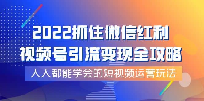 2022抓住微信红利，视频号引流变现全攻略，人人都能学会的短视频运营玩法-91搞钱