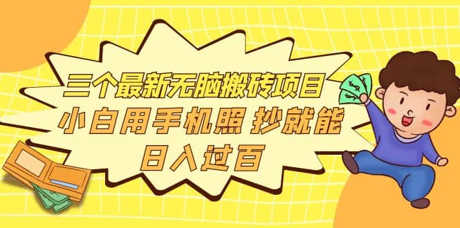三个最新无脑搬砖项目，小白用手机照抄就能日入过百-91搞钱