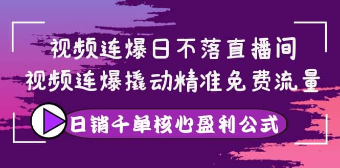 视频连爆日不落直播间，视频连爆撬动精准免费流量，日销千单核心盈利公式-91搞钱