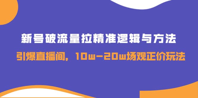 新号破流量拉精准逻辑与方法，引爆直播间，10w-20w场观正价玩法-91搞钱