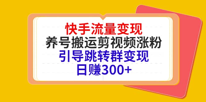 快手流量变现，养号搬运剪视频涨粉，引导跳转群变现日赚300+-91搞钱