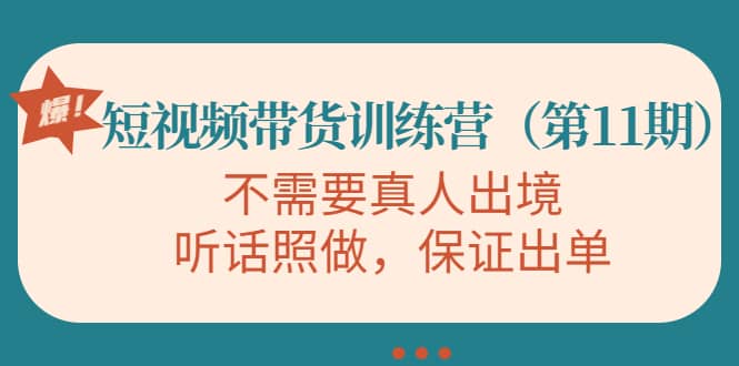 短视频带货训练营（第11期），不需要真人出境，听话照做，保证出单-91搞钱