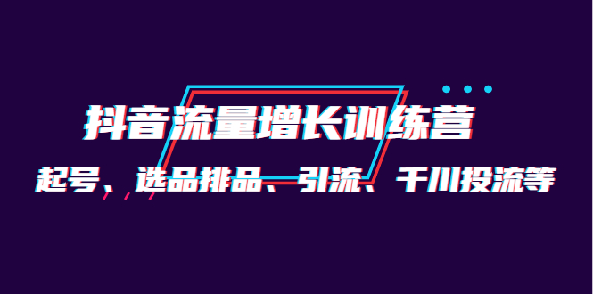 月销1.6亿实操团队·抖音流量增长训练营：起号、选品排品、引流 千川投流等-91搞钱