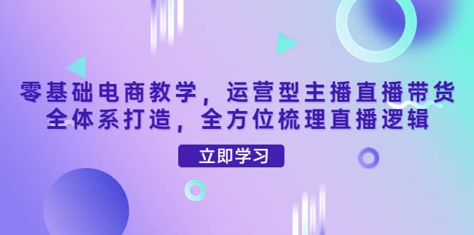 零基础电商教学，运营型主播直播带货全体系打造，全方位梳理直播逻辑-91搞钱