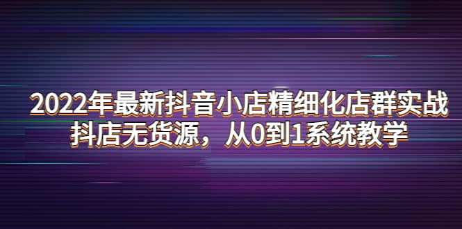 2022年最新抖音小店精细化店群实战，抖店无货源，从0到1系统教学-91搞钱