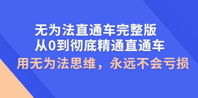 无为法直通车完整版：从0到彻底精通直通车，用无为法思维，永远不会亏损-91搞钱