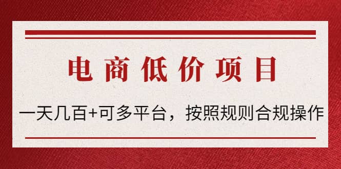 电商低价赔FU项目：按照规则合规操作-91搞钱