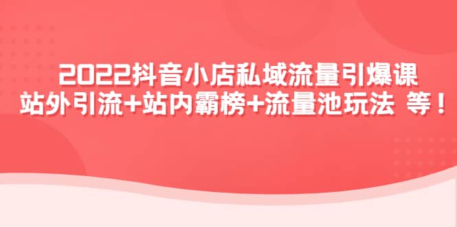 2022抖音小店私域流量引爆课：站外Y.L+站内霸榜+流量池玩法等等-91搞钱