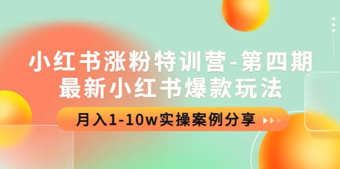 小红书涨粉特训营-第四期：最新小红书爆款玩法，实操案例分享-91搞钱