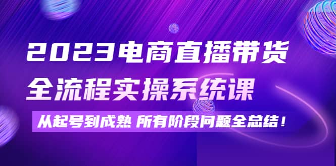 2023电商直播带货全流程实操系统课：从起号到成熟所有阶段问题全总结-91搞钱