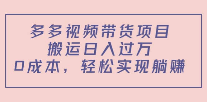 多多视频带货项目（教程+软件）-91搞钱