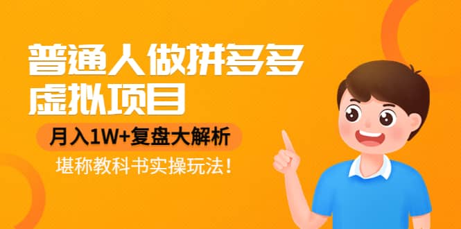 普通人做拼多多虚拟项目，复盘大解析，堪称教科书实操玩法-91搞钱