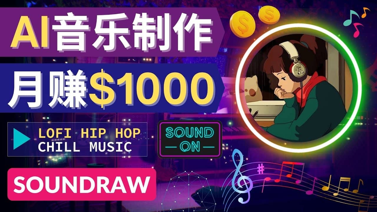 无需任何音乐基础： 使用AI软件制作Lofi Hip Hop Chill Music 月赚1000美元-91搞钱