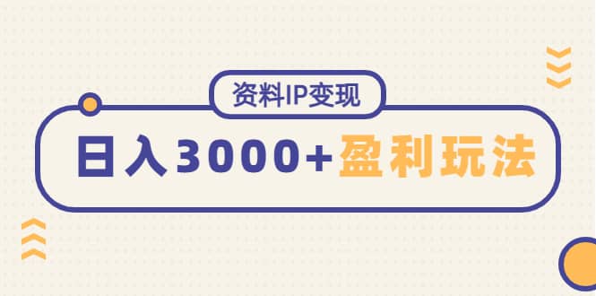 资料IP变现，持续性盈利玩法-91搞钱