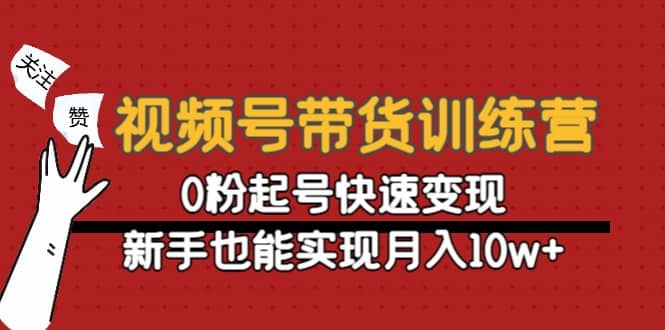 视频号带货训练营：0粉起号快速变现-91搞钱