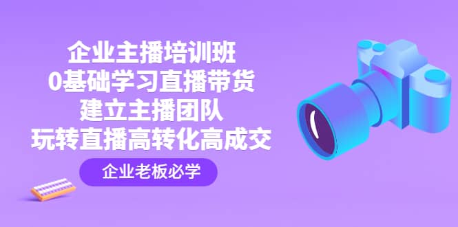 企业主播培训班：0基础学习直播带货，建立主播团队，玩转直播高转化高成交-91搞钱