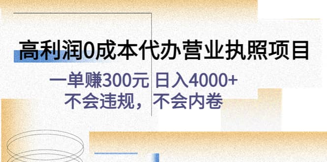 高利润0成本代办营业执照项目：不会违规，不会内卷-91搞钱