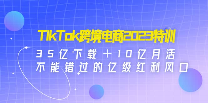 TikTok跨境电商2023特训：35亿下载＋10亿月活，不能错过的亿级红利风口-91搞钱