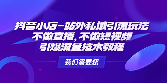 抖音小店-站外私域引流玩法：不做直播，不做短视频，引爆流量技术教程-91搞钱