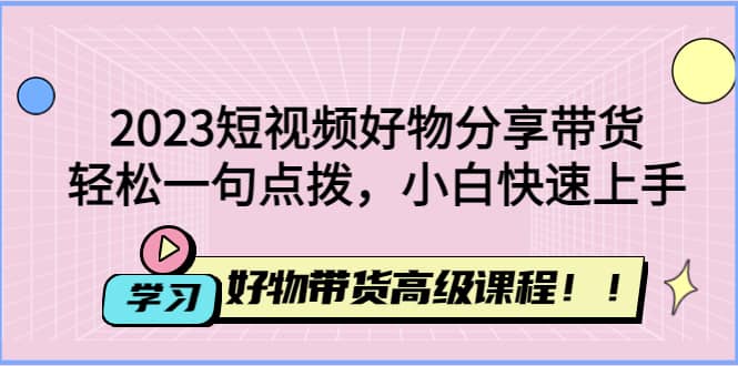 2023短视频好物分享带货，好物带货高级课程，轻松一句点拨，小白快速上手-91搞钱