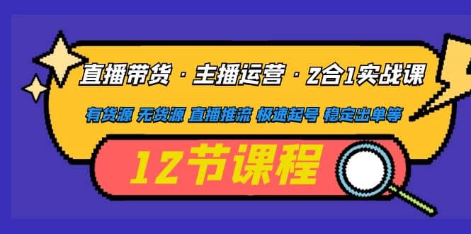 直播带货·主播运营2合1实战课 有货源 无货源 直播推流 极速起号 稳定出单-91搞钱
