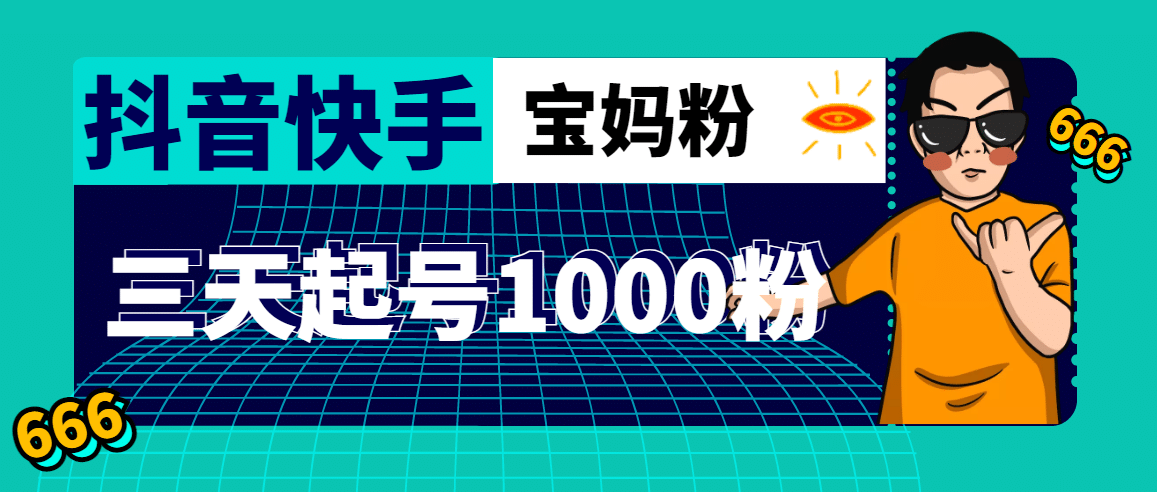 抖音快手三天起号涨粉1000宝妈粉丝的核心方法【详细玩法教程】-91搞钱