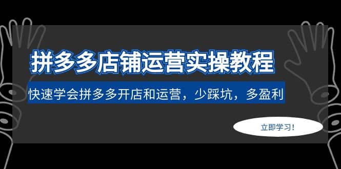 拼多多店铺运营实操教程：快速学会拼多多开店和运营，少踩坑，多盈利-91搞钱