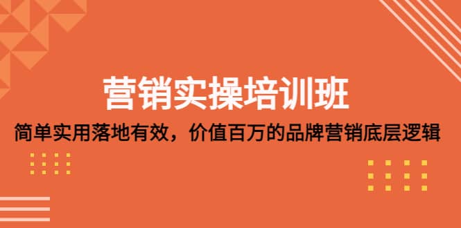 营销实操培训班：简单实用-落地有效，价值百万的品牌营销底层逻辑-91搞钱