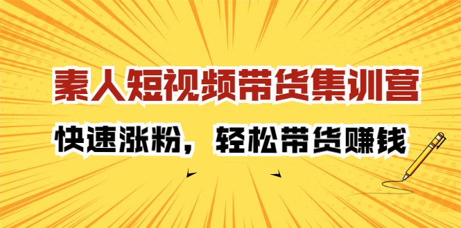 素人短视频带货集训营：快速涨粉，轻松带货赚钱-91搞钱