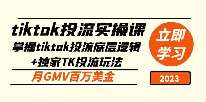 tiktok投流实操课：掌握tiktok投流底层逻辑+独家TK投流玩法-91搞钱