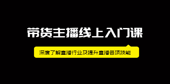 带货主播线上入门课，深度了解直播行业及提升直播各项技能-91搞钱